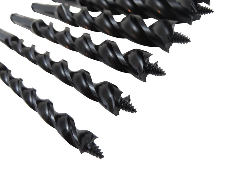 WoodOwl 6 Piece Set with 3/8", 1/2â€, 5/8", 3/4â€, 7/8" and 1â€ x 7-1/2â€ Long Ultra Smooth Tri Cut Auger Hand Brace Boring Bit PTEE coated 09703-09713 - Image 4